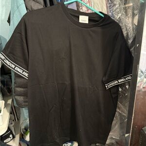 Burberry Black Short Sleeve Tee with Sleeve Graphics